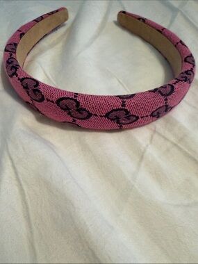 Amazon Pink Fabric Headband with Black Pattern